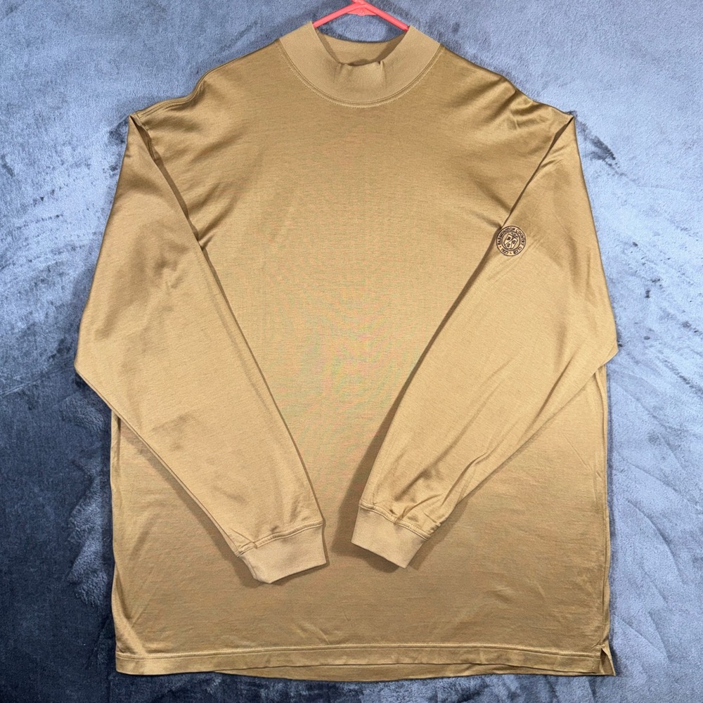 Tricots St Raphael Mens XL Mercerized Cotton Mock Neck Shirt Farmington Gold L/S